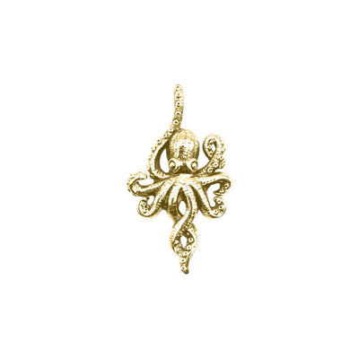 Octopus Sterling Silver with 14K Vermeil Plate Pendant with Hidden Bale VPD6285