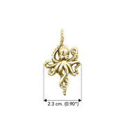 Octopus Sterling Silver with 14K Vermeil Plate Pendant with Hidden Bale VPD6285