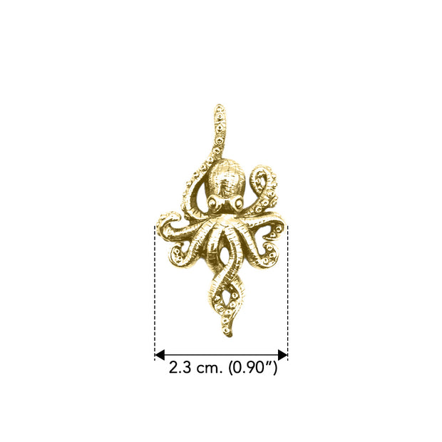 Octopus Sterling Silver with 14K Vermeil Plate Pendant with Hidden Bale VPD6285