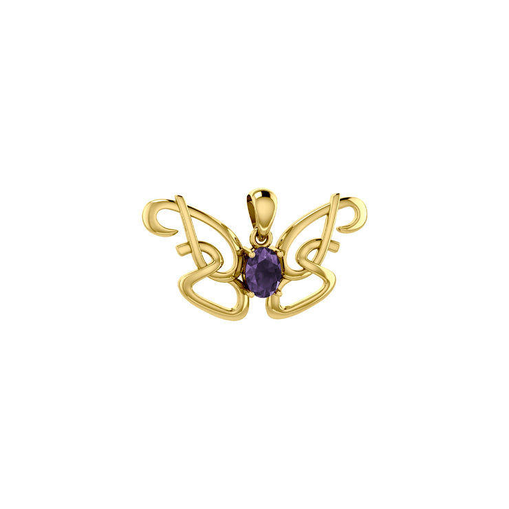 Peter Stone Identity Butterfly Gold Vermeil Plate on Sterling Silver Pendant with Gemstone VPD6428