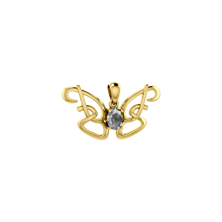 Peter Stone Identity Butterfly Gold Vermeil Plate on Sterling Silver Pendant with Gemstone VPD6428