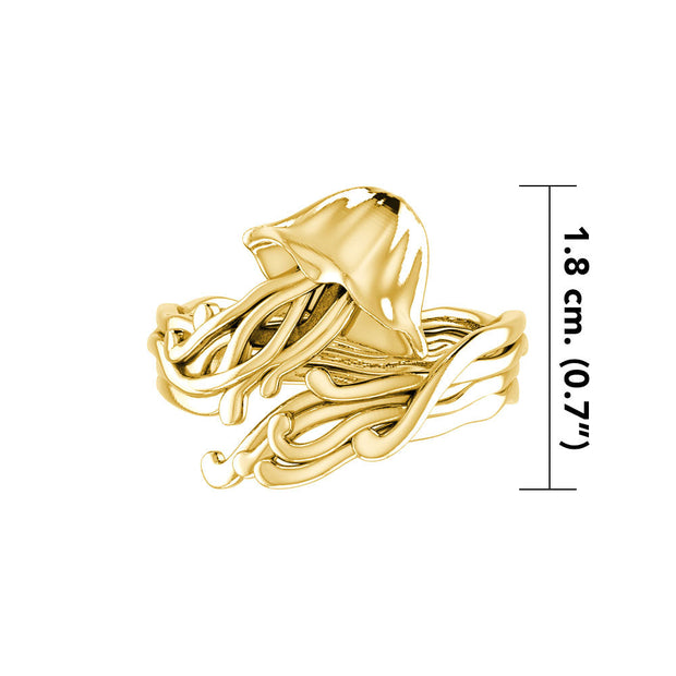 Jellyfish Wrap Sterling Silver with Gold Vermeil Plate Ring VRI1896