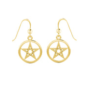 Silver with Gold Plate Pentagram Pentacle Earrings VTE293