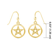 Silver with Gold Plate Pentagram Pentacle Earrings VTE293