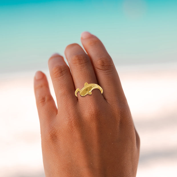 Whale Shark Sterling Silver with Gold Vermeil Plate Ring VTR1765