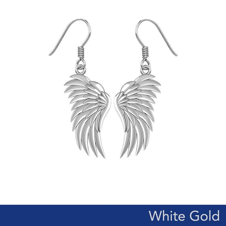 Angel Wings Solid White Gold Earrings WER1945