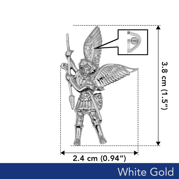 Archangel Michael 14K White Gold Pendant WPD3073