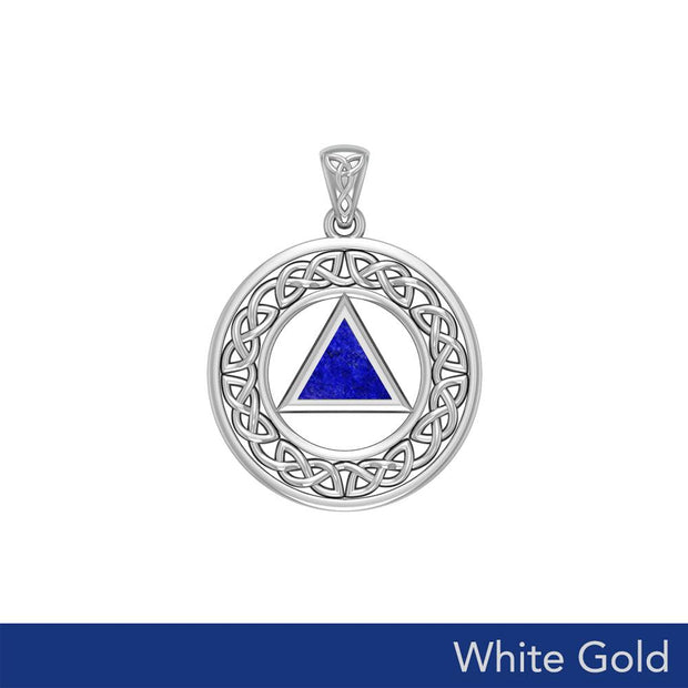 AA Recovery with Celtic Boarder 14K White Gold Pendant WPD3938