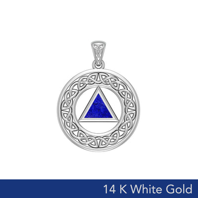 AA Recovery with Celtic Boarder 14K White Gold Pendant WPD3938