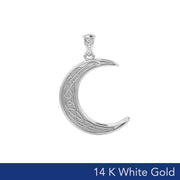Celtic Crescent Moon 14K White Gold Pendant WPD4201
