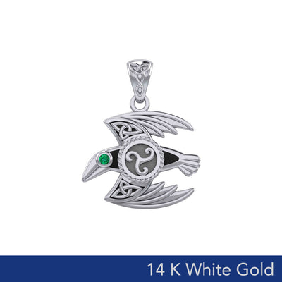 Behind the Mystery of the Mythical Raven 14K White Gold Jewelry Pendant with Gemstone WPD5381