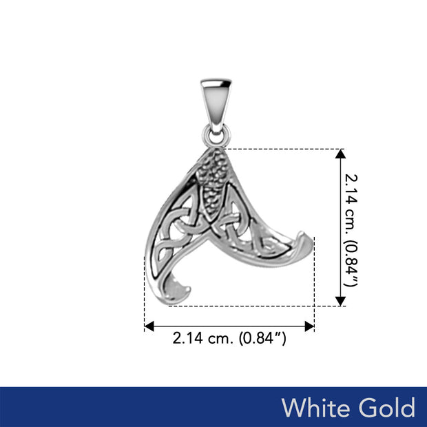 Mermaid Celtic Tail Solid White Gold Pendant WPD5473