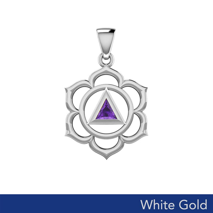 Chakra Recovery Pendant Solid White Gold with Gemstone WPD5838 - Jewelry