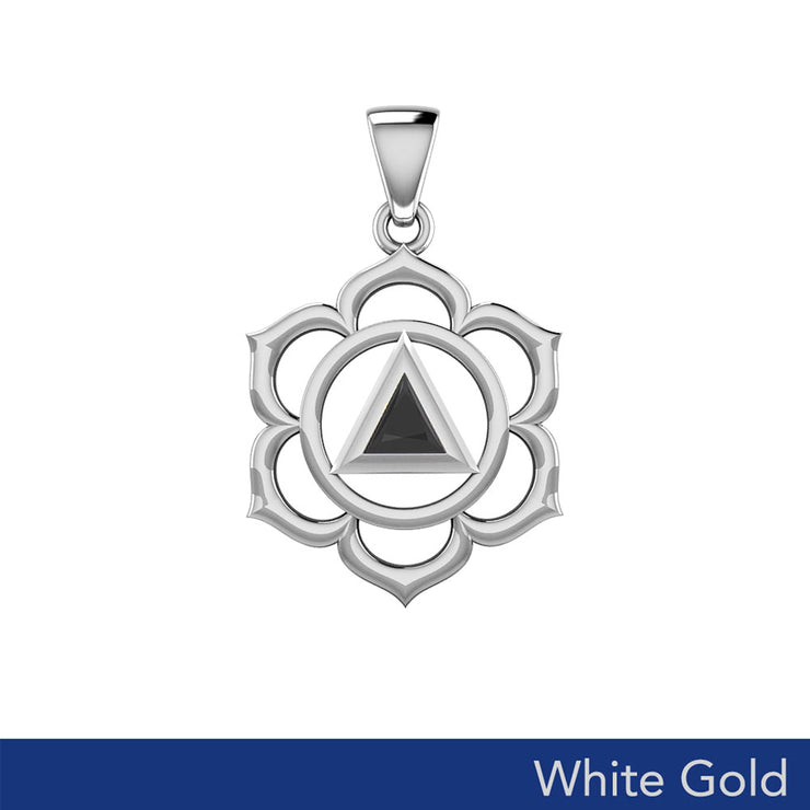 Chakra Recovery Pendant Solid White Gold with Gemstone WPD5838