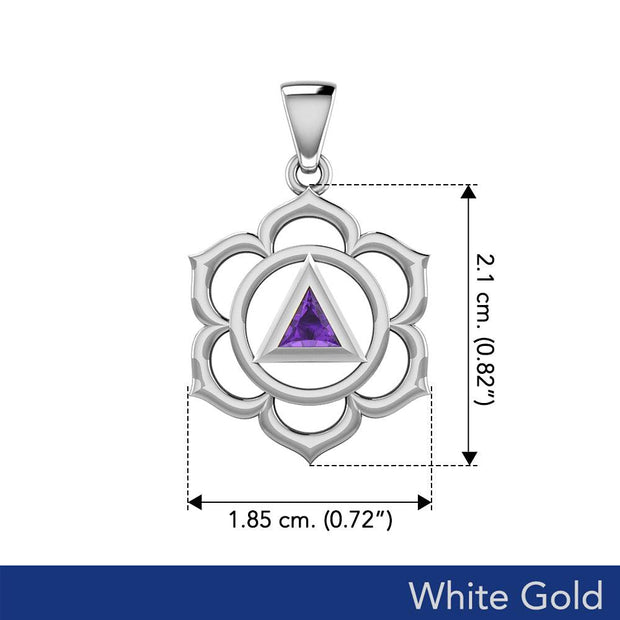 Chakra Recovery Pendant Solid White Gold with Gemstone WPD5838 - Jewelry