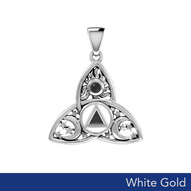 Celtic Trinity Recovery Pendant Solid White Gold with Gemstone WPD5842 - Jewelry