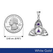 Celtic Trinity Recovery Pendant Solid White Gold with Gemstone WPD5842 - Jewelry