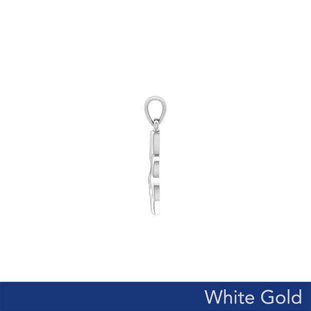 Celtic Whale Tail And Double Heart Solid White Gold Pendant WPD6055