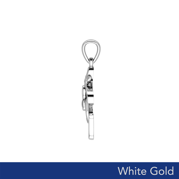 The Manta Ray with Yin Yang Symbol Solid White Gold Pendant WPD6075