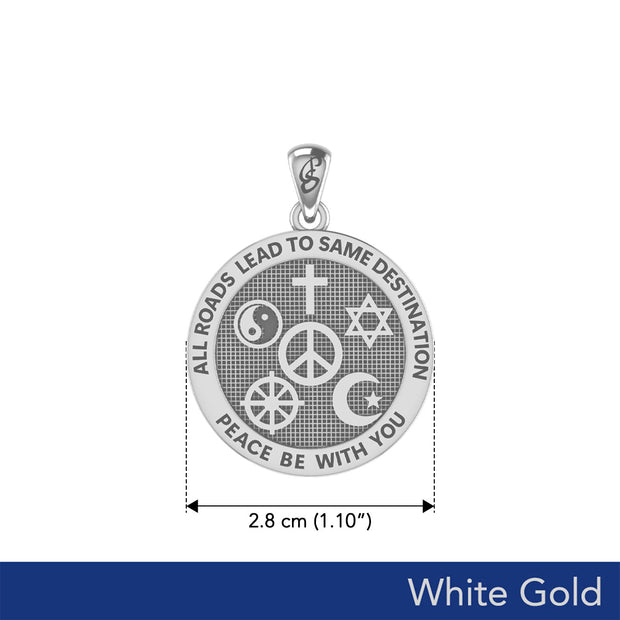 Peace with Faith Symbols Solid White Gold Pendant WPD6360