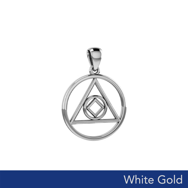 Double Recovery AA and NA Solid White Gold Pendant WPD6371