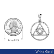 Double Recovery AA and NA Solid White Gold Pendant WPD6371
