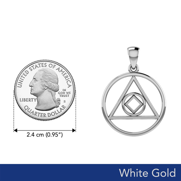 Double Recovery AA and NA Solid White Gold Pendant WPD6371