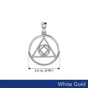 Double Recovery AA and NA Solid White Gold Pendant WPD6371