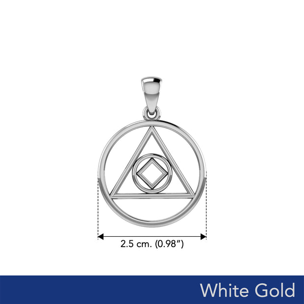 Double Recovery AA and NA Solid White Gold Pendant WPD6371