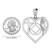 NA Recovery Symbol with Faith and Christogram in Heart Solid Gold Pendant GPD6396