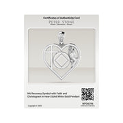 NA Recovery Symbol with Faith and Christogram in Heart Solid Gold Pendant GPD6396