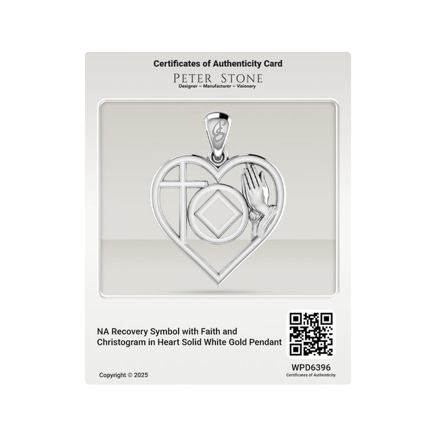 NA Recovery Symbol with Faith and Christogram in Heart Solid Gold Pendant GPD6396