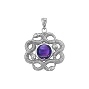 Ouroboros Snake with Celtic Knot Solid Gold Pendant with Gem GPD6410