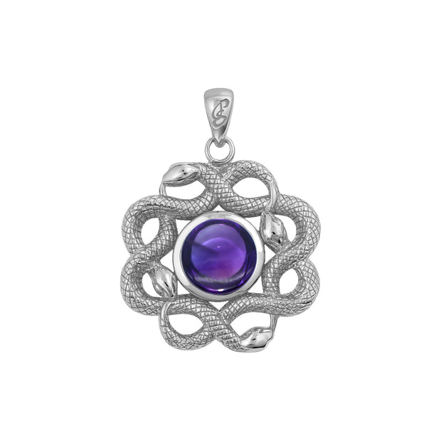 Ouroboros Snake with Celtic Knot Solid Gold Pendant with Gem GPD6410