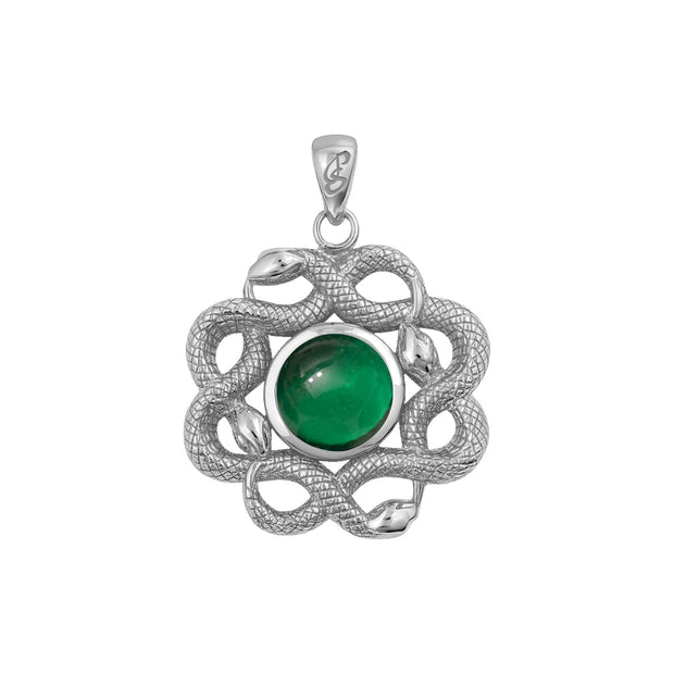 Ouroboros Snake with Celtic Knot Solid Gold Pendant with Gem GPD6410