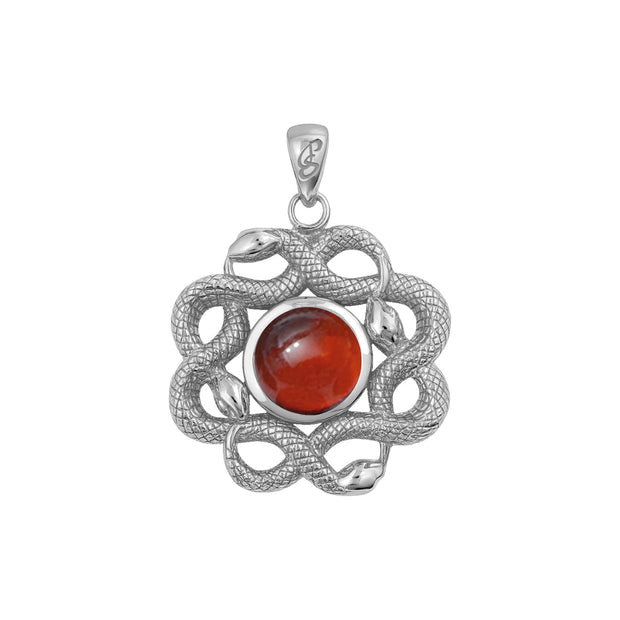 Ouroboros Snake with Celtic Knot Solid Gold Pendant with Gem GPD6410