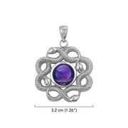 Ouroboros Snake with Celtic Knot Solid Gold Pendant with Gem GPD6410