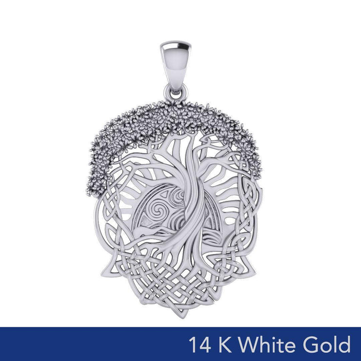 Admiration towards the Tree of Life creation ~ 14K White Gold Jewelry Pendant WPD974