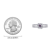 Celtic Knotwork Solid White Gold Ring With Heart Gemstone WRI2308