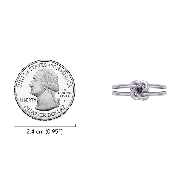 Celtic Knotwork Solid White Gold Ring With Heart Gemstone WRI2308