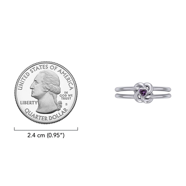 Celtic Knotwork Solid White Gold Ring With Heart Gemstone WRI2308