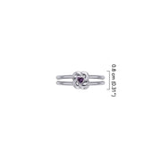 Celtic Knotwork Solid White Gold Ring With Heart Gemstone WRI2308