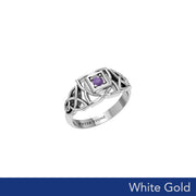 Muladhara Root Chakra with Celtic Designs Solid White Gold Ring WRI2351