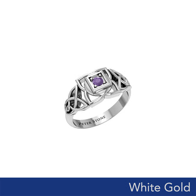 Muladhara Root Chakra with Celtic Designs Solid White Gold Ring WRI2351