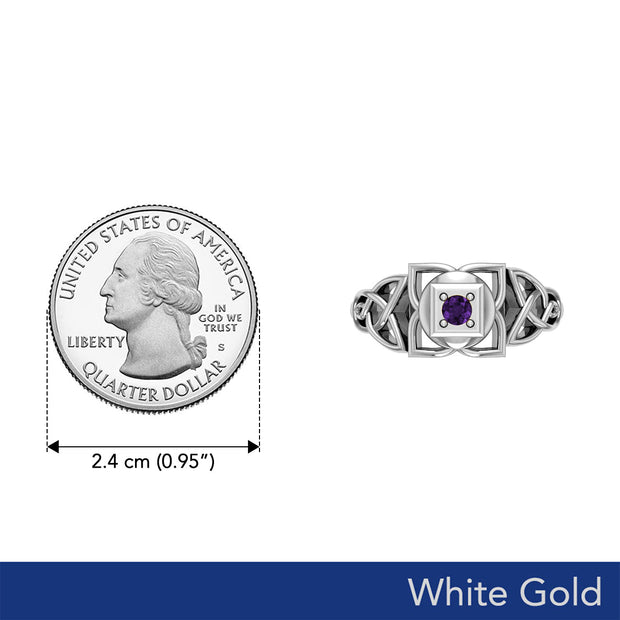 Muladhara Root Chakra with Celtic Designs Solid White Gold Ring WRI2351