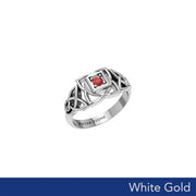 Muladhara Root Chakra with Celtic Designs Solid White Gold Ring WRI2351