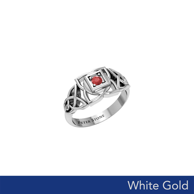 Muladhara Root Chakra with Celtic Designs Solid White Gold Ring WRI2351