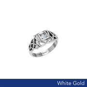 Muladhara Root Chakra with Celtic Designs Solid White Gold Ring WRI2351