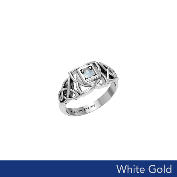 Muladhara Root Chakra with Celtic Designs Solid White Gold Ring WRI2351