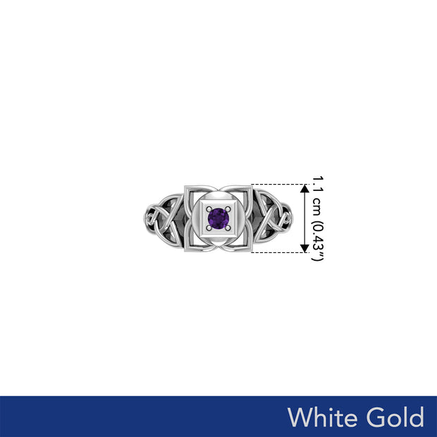 Muladhara Root Chakra with Celtic Designs Solid White Gold Ring WRI2351